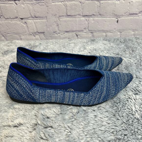 Rothy's The Point Ballet Flat Indigo Heather Blue Women's Size 7.5 Casual Work - Picture 2 of 10